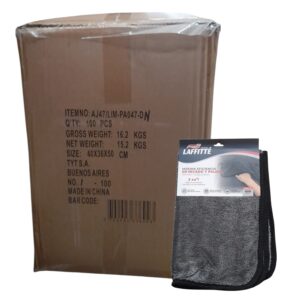 PROMO LAFFITTE CAJA X 100 UNIDADES PAÑO (1PAÑO 40X60 CM 550GS GRIS/ AZUL) DE MICROFIBRA DOBLE ACCIÓN - LAF AJ47 PAÑOS - LIMPIEZA - MICROFIBRAS