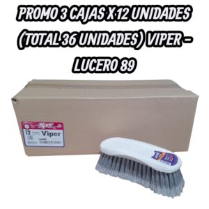 PROMO 3 CAJAS X 12 UNIDADES (TOTAL 36 UNIDADES)  VIPER CEPILLO PARA AUTOS ( Cepillo Plástico, Fibra Pvc 12cm Marfil) (ART 089)