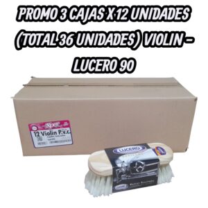 PROMO 3 CAJAS X 12 UNIDADES (TOTAL 36 UNIDADES) VIOLIN PVC Cepillo de lavado (Cepillo Madera, lavauto Fibra Pvc 11cm Marfil.)  - LUCERO 90