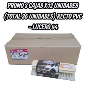 PROMO 3 CAJAS X 12 UNIDADES (TOTAL 36 UNIDADES) RECTO PVC Cepillo de lavado 23CM ( Cepillo Madera Recto, lavauto, Fibra Pvc 11cm Marfil.) - LUCERO 94