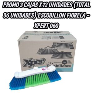PROMO 3 CAJAS X 12 UNIDADES (TOTAL 36 UNIDADES)  ESCOBILLON FIORELA ( Escobillón Curvo, Fibra Pet 18cm Bicolor.) - XPERT 060