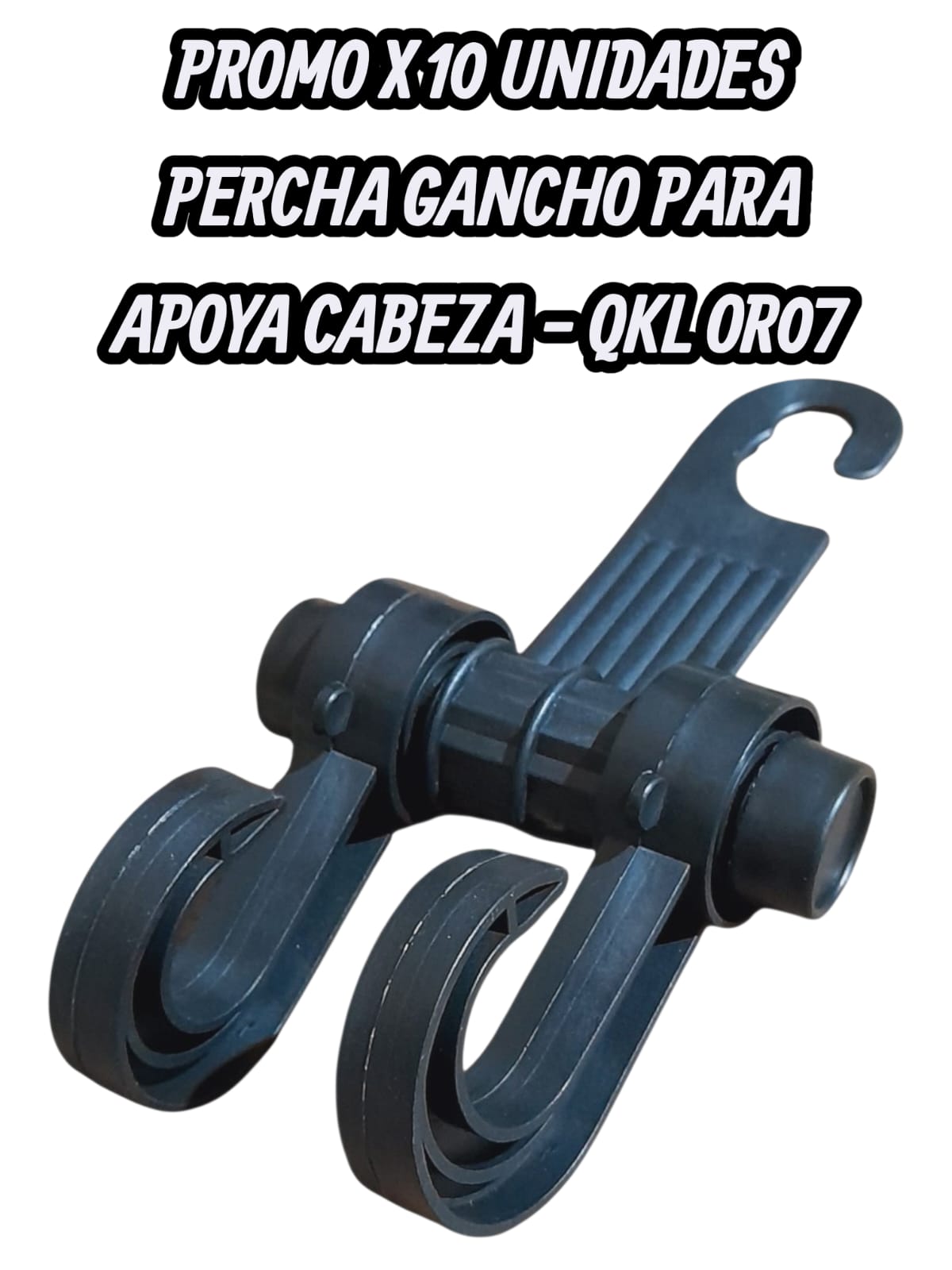 PROMO CAJA X 10 UNIDADES PERCHA GANCHO PARA APOYA CABEZA CON 2 COLGANTES HASTA 6 KGRS- QKL OR07