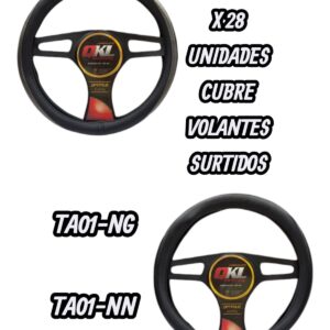PROMO CAJA X 28 UNIDADES SURTIDAS CUBRE VOLANTE AUTO  37/39 NEGRO-GRIS CARBONO QKL - QKL TA01-NG-CUBRE VOLANTE AUTO  37/39 NEGRO-NEGRO CARBONO QKL - QKL TA01-NN