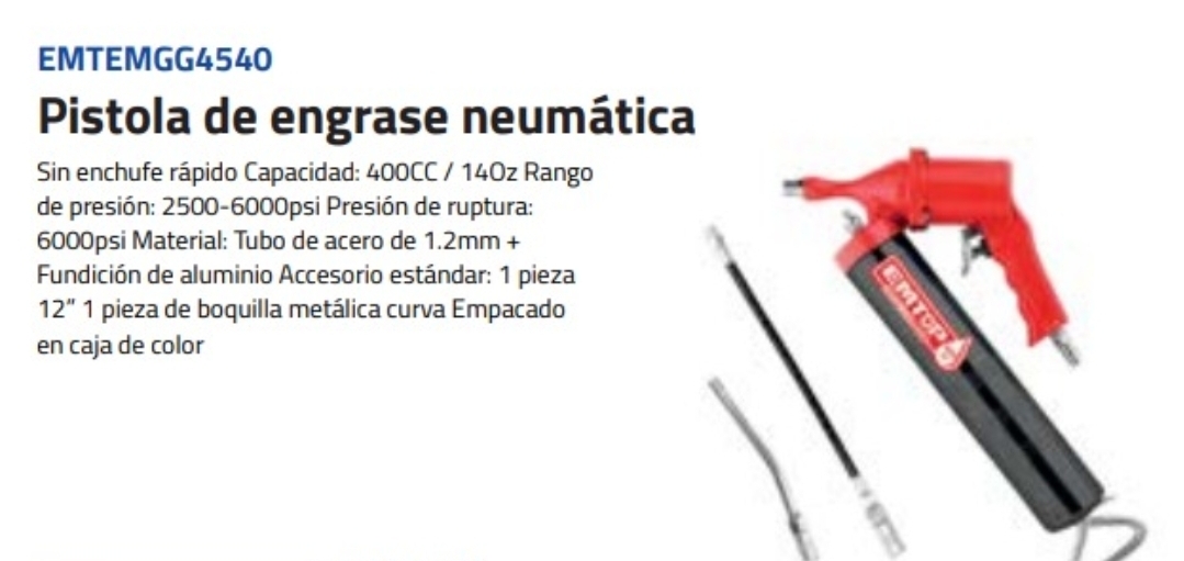 ENGRASADORA NEUMATICA 400 CC 2500 - 6000 PSI- - Image 2