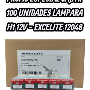PROMO CAJA X 10 PACK X 10 UNIDADES (TOTAL 100 LAMPARAS ) LAMPARA EXCELITE 12048 H 1 12VOLTS TIPO Halogena 55W -P14.5S - EX 12048 (similar lamp12h1)