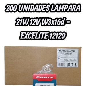 PROMO CAJA X 20 PACK X 10 UNIDADES (TOTAL 200 LAMPARAS ) LAMPARA EXCELITE 12129 W 21 12VOLTS TIPO Halogena 21W -W3X16D - EX 12129