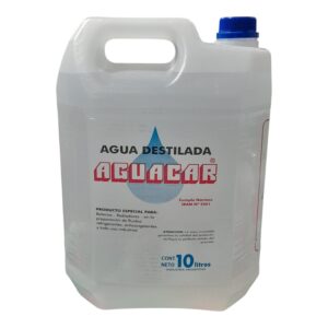 BIDON AGUA DEMINERALIZADA x 10 Lts. - AGU004 AGUACAR (DESTILADA)(Agua DestiladaPara acumuladores eléctricos (baterías), radiado­ res, automotor, depósito, limpiaparabrisas y todo sistema  de  refrigeración  industrial.Planchas a vapor, preparación de mezcla con flui­ dos refrigerantes anticongelantes.Cumple normas /RAM NO 2061.)