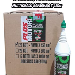 PROMO X 3 CAJAS X 20 UNIDADES (TOTAL 60 UNIDADES) POMO PREMIUM MULTIGRADO SAE80W90 X 450cc - PLUS 4601 PLUS MOTORI