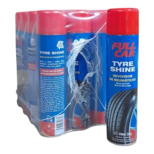 PROMO CAJA X 12 UNIDADES TYRE SHINE Revividor de negro (cubiertas neumaticos Water Resistant aerosol x 400 cc. - FUL 340 - FUL 034 FULL CAR (SILICONA AEROSOL PARA NEUMATICOS REVIVIDOR DE NEUMATICOS Y ALFOMBRAS simil ful 305 / a3230/12 / k78 205)   (  Revividor de neumáticos en Aerosol a base de siliconas.Revive el color negro y otorga brillo duradero.RESISTENTE AL AGUA.)