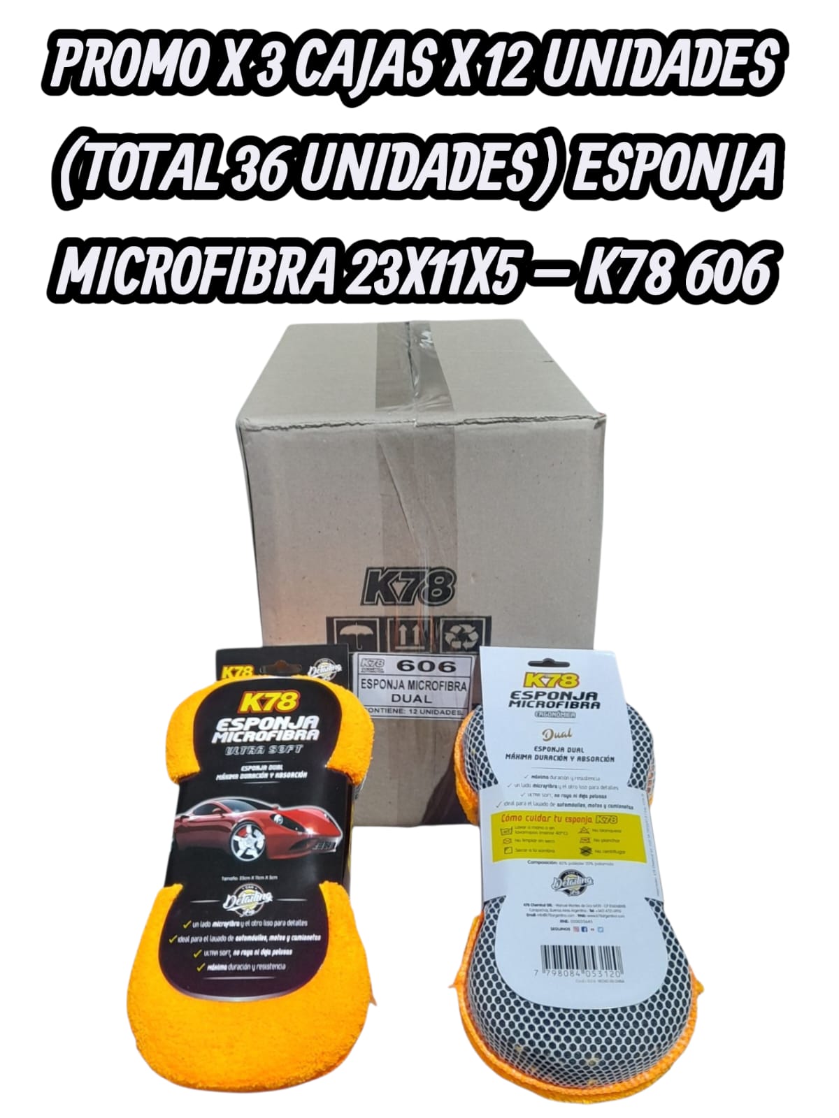 PROMO X 3 CAJAS X 12 UNIDADES (TOTAL 36 UNIDADES) ESPONJA MICROFIBRA 23X11X5 - K78 606 (SIMIL LE55H - LE22D - LEC02 - AJ78H - AJ24)