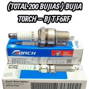 PROMO 50 CAJAS X 4 UNIDADES (TOTAL 200 BUJIAS ) BUJIA TORCH (NGK BPR6EY - CHAMPION RN9YC - BOSCH WR8DC ) AUTO ROSCA LARGA/ CON RESISTOR - BJ T F6RF (BUJIAS TORCH ROSCA LARGA VARIOS C/RESISTOR (EQUIVALENCIA NGK BPR6EY))