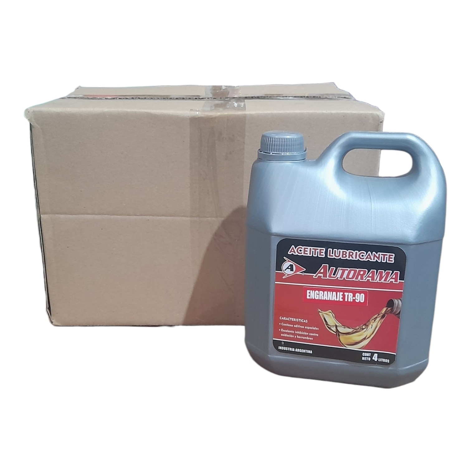 PROMO CAJA X 4 UNIDADES ACEITE TRANSMISION 90 (TR90) BIDON X 4 Lts. - TRAN10 LUBRIGRAS (Aceite transmisiónpara caja de velocidad y diferencialAceite para caja de veloc idad, diferencial y reductores de engranajes. Apto para todo tipo de engra najes, los aditivos que contiene le brindan buenaresistencia a la pelicula lubricante con excelente inhibición contra oxidación y toda acción contra agentes externos.)