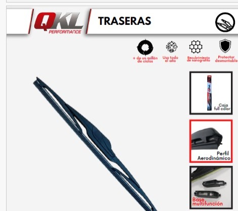 (ESCOBILLA QKL 1 PZA TRASERA ENGANCHE EUROPEO 3 ADAPTADORES) ESCOBILLA LIMPIA PARABRISAS TRASERA (LUNETA) QKL 12T 1 PZA 12 " TRASERA (ESCOBILLA TRASERA12" (CHERY FASE 2013 - / CHEVROLET CORSA II 2002 - / FORD ECOSPORT 2003 - / FORD FIESTA II 2002 - / NISSAN NOTE / NISSAN MARCH 2012 - / RENAULT TWINGO 1993 - 2003 / CHEVROLET SPIN 2012 - / CHEEVROLET VECTRA 2008 - 2013 / CITROEN C3 AIR CROS 2011 - / CITROEN C3 PICASSO 2011 - / CITROEN C4 2007 - / FIAT PUNTO 2007 - / FIAT UNO NUEVO 2010 - / FIAT UNO WAY 2010 - / PEUGEOT 308 2010 - / PEUGEOT 2008 2016- / RENAULT DUSTER 2010 - ) - ESC AT12 (T4012-Q) - Imagen 3
