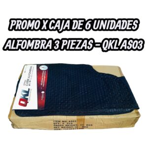 PROMO QKL  6 UNIDADES CUBRE  ALFOMBRA ADVANCE 3 PIEZAS NEGRO >> Juego por 3 piezas.>>Medidas: Delanteras: 68x45 cm / Traseras: 138x41 cm>> Elaborado en PVC>> Peso 3,2 Kg/Juego - QKL AS03