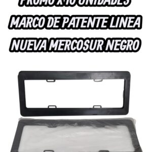PROMO X 10 UNIDADES MARCO DE PATENTE LINEA NUEVA MERCOSUR NEGRO -
