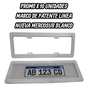 PROMO X 10 UNIDADES MARCO DE PATENTE LINEA NUEVA MERCOSUR BLANCO -