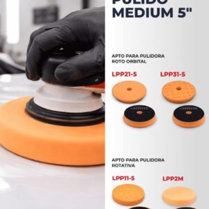PAD DE PULIDO ESPUMA MEDIUM NARANJA 5" ROTATIVA - LAF LPP11-5  PAÑOS - LIMPIEZA - MICROFIBRAS