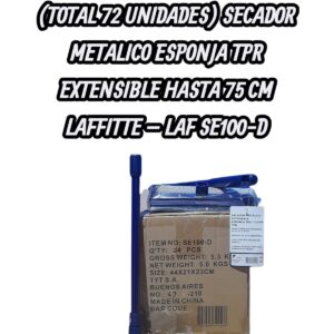 PROMO 3 CAJAS 24 UNIDADES (TOTAL 72 UNIDADES) SECADOR METALICO ESPONJA TPR EXTENSIBLE HASTA 75 CM LAFFITTE - LAF SE100-D (LIMPIA VIDRIOS - SECADOR LIMPIA VIDRIOS - SECA VIDRIOS)