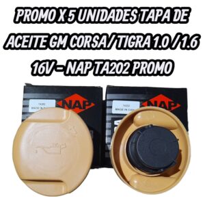 PROMO X 5 UNIDADES TAPA DE ACEITE GM CORSA/ TIGRA 1.0 / 1.6 16V (TA202        90412819        CORSA/ TIGRA 1.0/ 1.6 16V.         TA202 - MF24.049)
