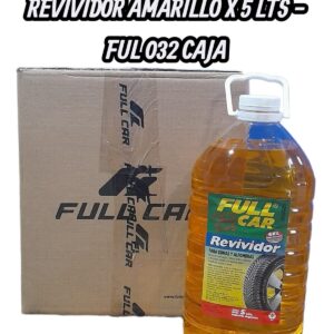 PROMO CAJA X 4 UNIDADES Bidon Revividor de negro  gomas y alfombras AMARILLO x 5 L - FUL 032 FULL CAR (REVIVIDOR - EXTERIORES -CUBIERTAS -RUEDAS - SIMIL K78 A809 - A3904/5)  (Gel revividor del color negro y abrillantador para neumáticos yalfombras. Solución acuosa gelificada, libre de solventes.)