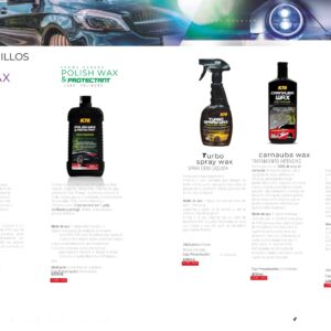 CERAS Y BRILLOS ( AROMA U V A CAR WAX CERA AUTO - AR OMA B A N A N A POLISH WAX & CERA PULIDORA - Turbo spray wax SPRAY CERA LíQUIDA - Carnauba wax TRATAMIENTO INTENSIVO - carnauba quick wax )