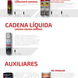 AUXILIARES PARA EL TALLER ( LUBRICANTES - CADENA LIQUIDA - INFLA Y SELLA - AUXILIARES )